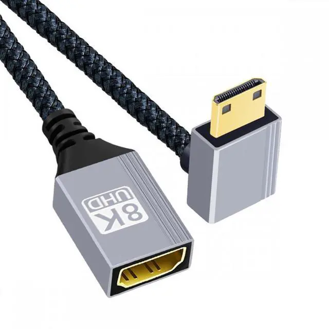 Main image of 8K Type-C Mini HDMI 2.1 Male 90 Degree Down Angled to HDMI Female Extension HDTV Cable for DV Camera Laptop Portable Monitor