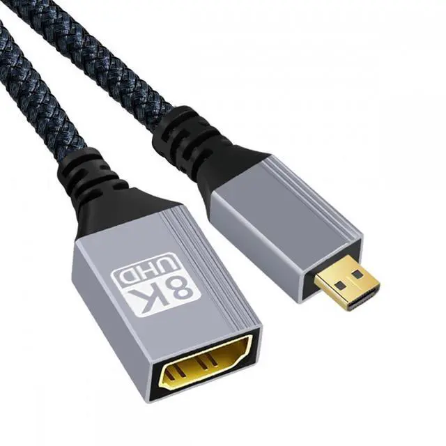 Main image of 8K Type-D Micro HDMI 2.1 Male to HDMI Female Extension HDTV Cable for DV Camera Laptop Portable Monitor