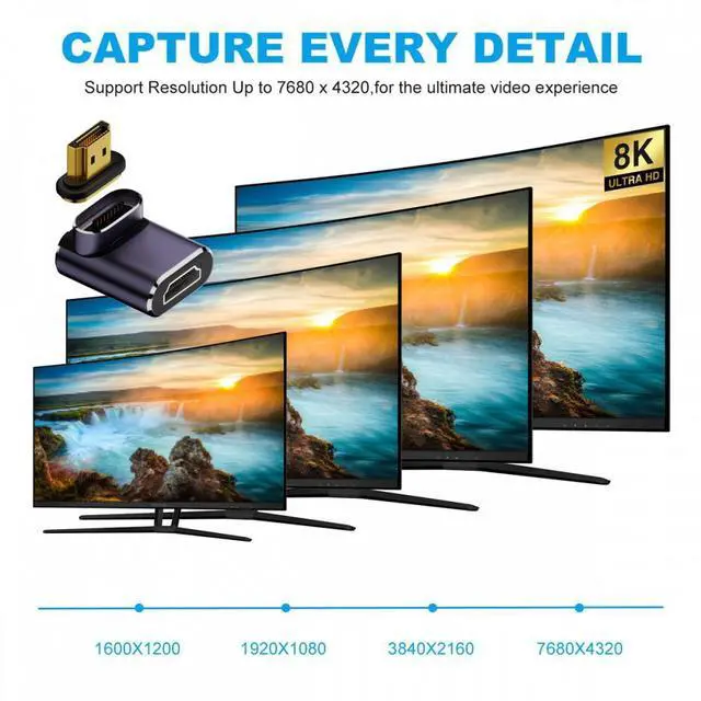 Alt view image 5 of 5 - 90 Degree Down Angled Vertical Magnetic 8K Type-A HDMI 2.1 Male to Female Straight Video Adapter for Laptop HDTV