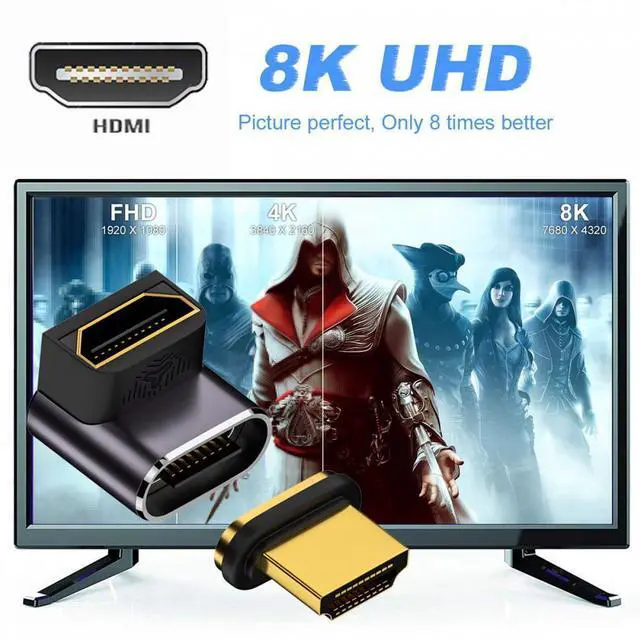 Alt view image 4 of 5 - 90 Degree Up Angled Magnetic 8K Type-A HDMI 2.1 Male to Female Straight Video Adapter for Laptop HDTV