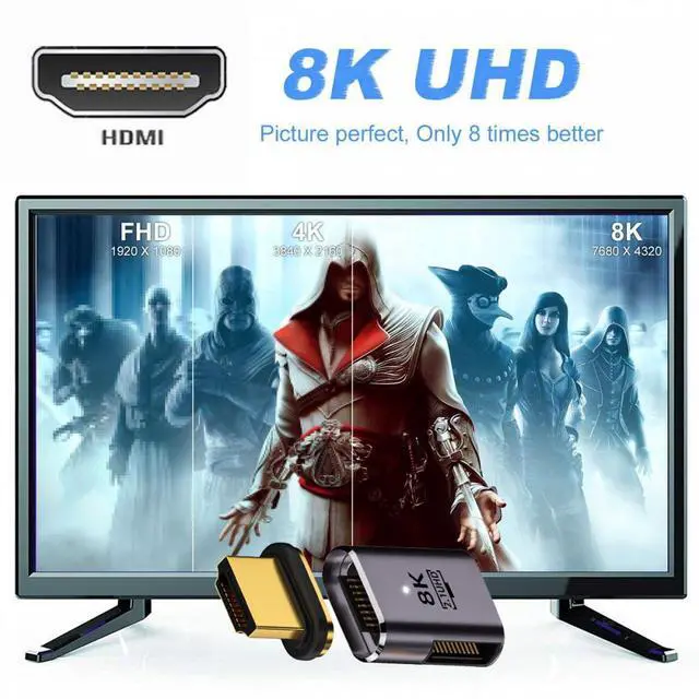 Alt view image 4 of 5 - 90 Degree Left Angled Magnetic 8K Type-A HDMI 2.1 Male to Female Straight Video Adapter for Laptop HDTV