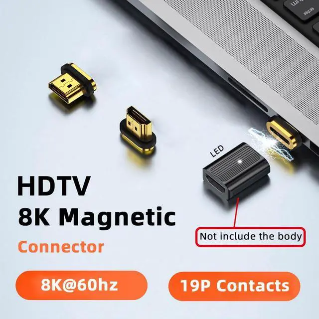 Alt view image 4 of 5 - Magnetic Separate Connector 8K Type-A HDMI 2.1 Male Straight 19Pin Contacts Video Adapter for Laptop HDTV