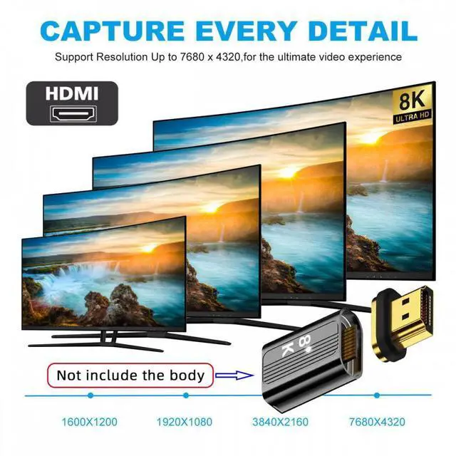Alt view image 3 of 5 - Magnetic Separate Connector 8K Type-A HDMI 2.1 Male Straight 19Pin Contacts Video Adapter for Laptop HDTV