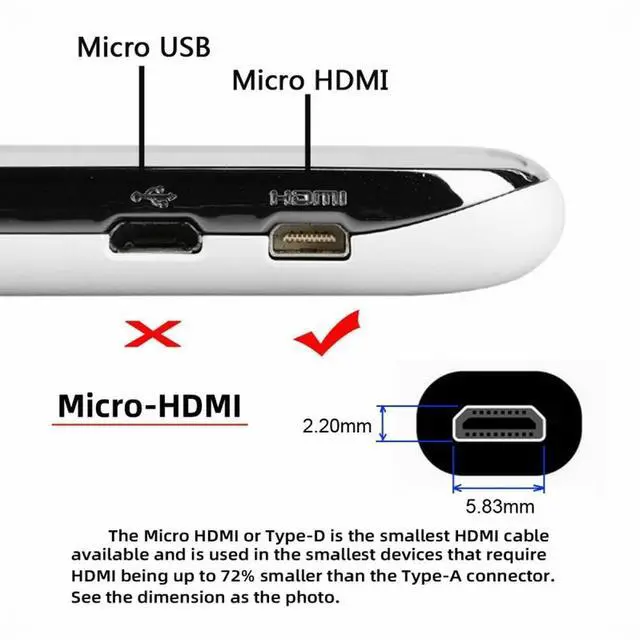 Alt view image 4 of 5 - Micro HDMI 2.1 Ultra Thin HDTV Cable 8K 4K Hyper Super Flexible Slim Cord Type-A to Type-D for Camera HDTV