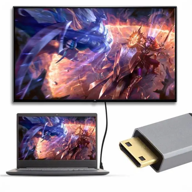 Alt view image 3 of 5 - Mini HDMI 2.0 Male to HDMI Male 4K 60hz Stretch Coiled Cable Straight Connector for HDTV Computer Laptop Monitor