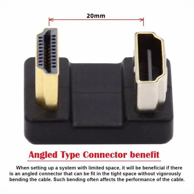 Alt view image 4 of 5 - Standard HDMI 1.4 Male Type-A to HDMI Female Port Savers 360 Degree Up Opposite U Shape Back Angled Extension Adapter Converter
