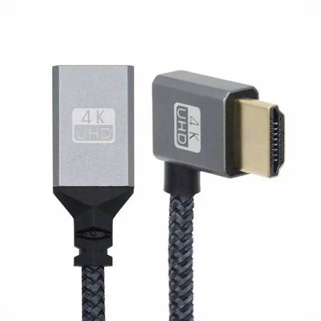 Alt view image 3 of 5 - HDMI 1.4 Type A Male to A Female Extension Cable Right Angled 90 Degree Support HDTV 4K 60hz 3D
