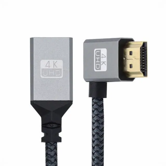 Alt view image 3 of 5 - HDMI 1.4 Type A Male to A Female Extension Cable Left Angled 90 Degree Support HDTV 4K 60hz 3D