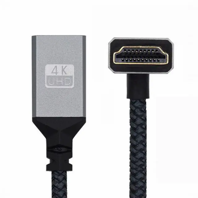 Alt view image 4 of 5 - Up Angled 90 Degree HDMI 1.4 Type A Male to A Female Extension Cable Support HDTV 4K 60hz 3D