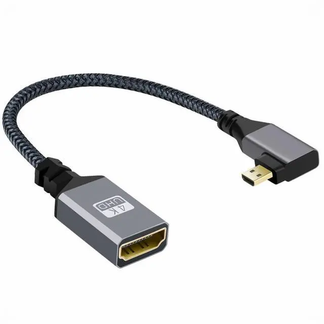 Main image of 4K Type-D Micro HDMI 1.4 Male 90 Degree Right Angled to HDMI Female Extension Cable for DV MP4 Camera DC Laptop