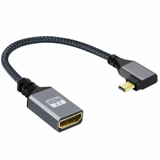 Main image of 4K Type-D Micro HDMI 1.4 Male 90 Degree Left Angled to HDMI Female Extension Cable for DV MP4 Camera DC Laptop
