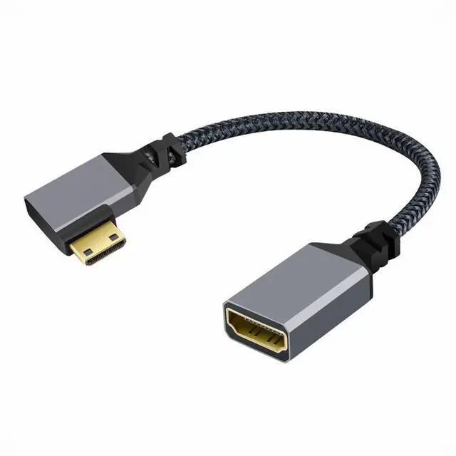Alt view image 3 of 5 - 4K Type-C MINI HDMI 1.4 Male 90 Degree Left Angled to HDMI Female Extension Cable for DV MP4 Camera DC Laptop