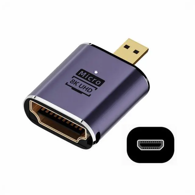 Main image of Micro HDMI Male to HDMI 2.1 Female UHD Extension Gold Converter Adapter Support 8K 60hz HDTV