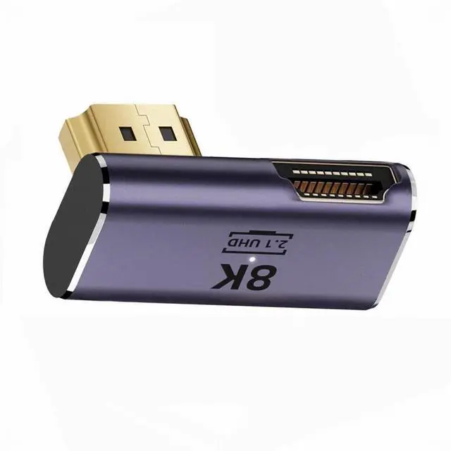 Alt view image 2 of 5 - HDMI Male to HDMI 2.1 Female Vertical 90 Degree Left Down Angled Low Profile UHD Extension Adapter Support 8K 60hz HDTV