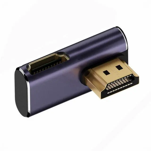 Alt view image 4 of 5 - HDMI Male to HDMI 2.1 Female Vertical 90 Degree Left Down Angled Low Profile UHD Extension Adapter Support 8K 60hz HDTV
