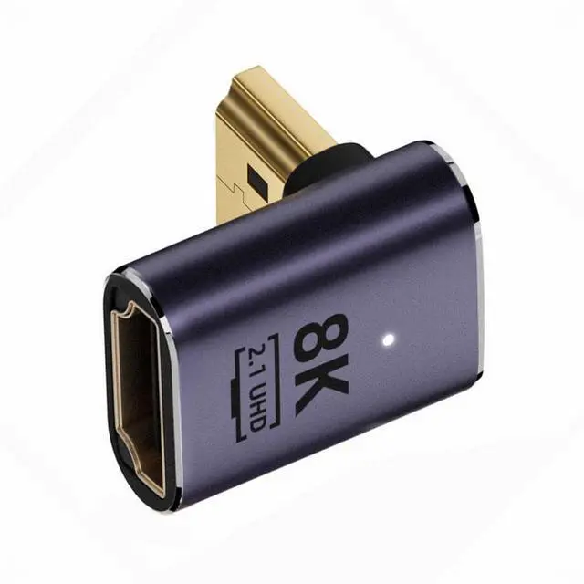Alt view image 3 of 5 - HDMI Male to HDMI 2.1 Female Vertical 90 Degree Down Angled Low Profile UHD Extension Adapter Support 8K 60hz HDTV