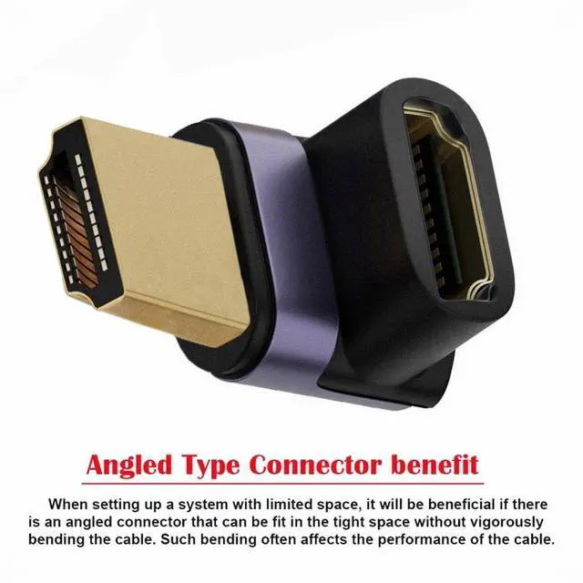 Alt view image 4 of 5 - HDMI Male to HDMI 2.1 Female Vertical 90 Degree Up Angled UHD Extension Adapter Support 8K 60hz HDTV