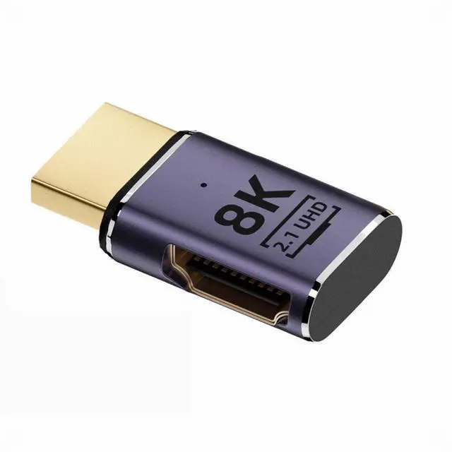 Alt view image 3 of 5 - HDMI Male to HDMI 2.1 Female Flat Horizontal 90 Degree Left Angled UHD Extension Adapter Support 8K 60hz HDTV