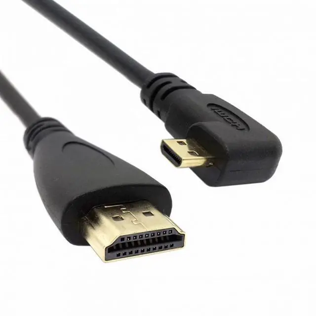 Alt view image 5 of 5 - Right Angled 90 Degree Micro HDMI to HDMI Male HDTV Cable for Cell Phone Tablet Camera