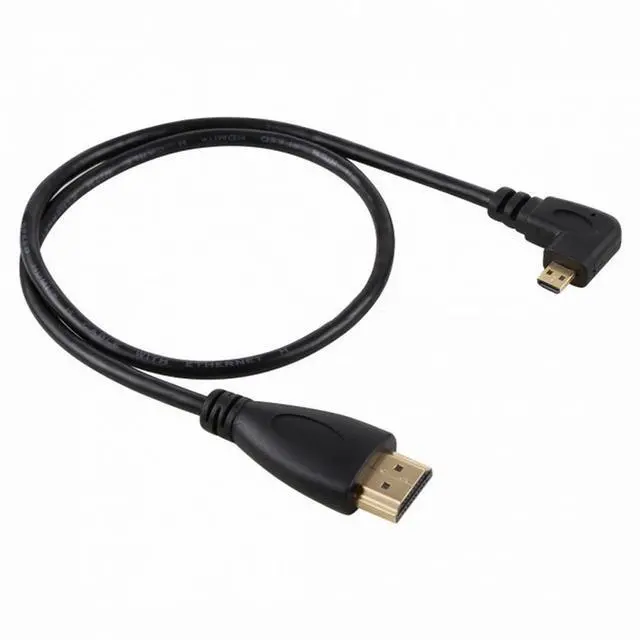 Alt view image 3 of 5 - Right Angled 90 Degree Micro HDMI to HDMI Male HDTV Cable for Cell Phone Tablet Camera