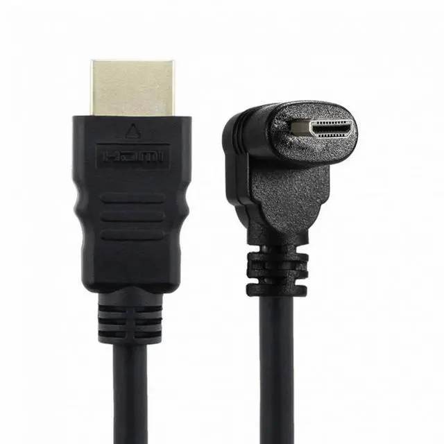 Main image of Down Angled 90 Degree Micro HDMI to HDMI Male HDTV Cable for Cell Phone Tablet Camera