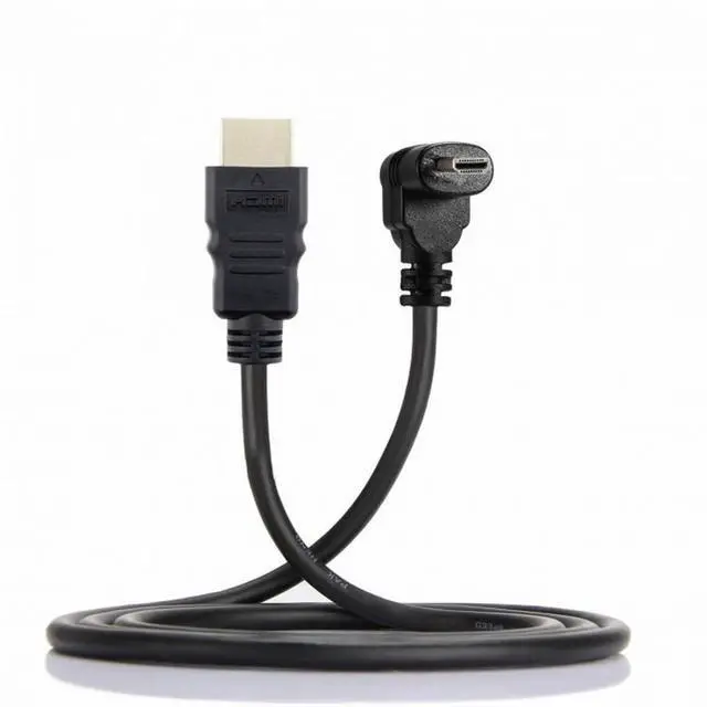 Alt view image 4 of 5 - Down Angled 90 Degree Micro HDMI to HDMI Male HDTV Cable for Cell Phone Tablet Camera