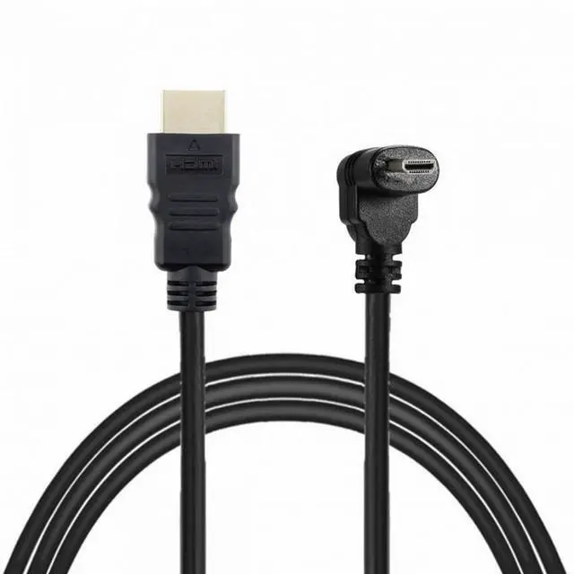 Alt view image 2 of 5 - Down Angled 90 Degree Micro HDMI to HDMI Male HDTV Cable for Cell Phone Tablet Camera