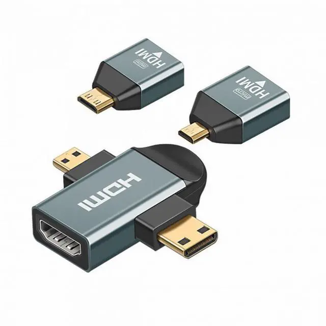 Main image of 3pcs/set Micro Mini HDMI to HDMI 1.4 Female 2-in-1 Combo Adapter 4K@60hz