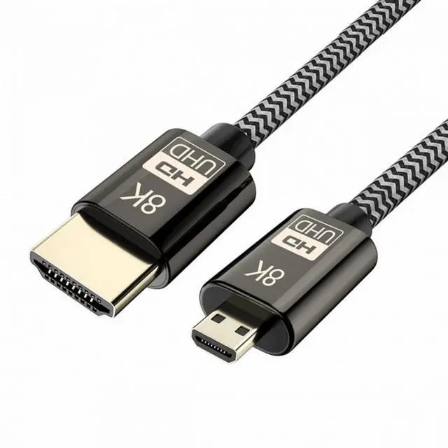 Main image of Micro HDMI to HDMI 2.1 Ultra-HD UHD 8K 60hz 4K 120hz Cable 48Gbs HDMI Cord for Camera Tablet