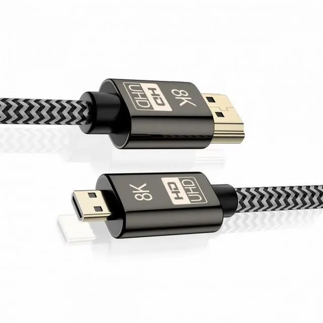 Alt view image 3 of 5 - Micro HDMI to HDMI 2.1 Ultra-HD UHD 8K 60hz 4K 120hz Cable 48Gbs HDMI Cord for Camera Tablet