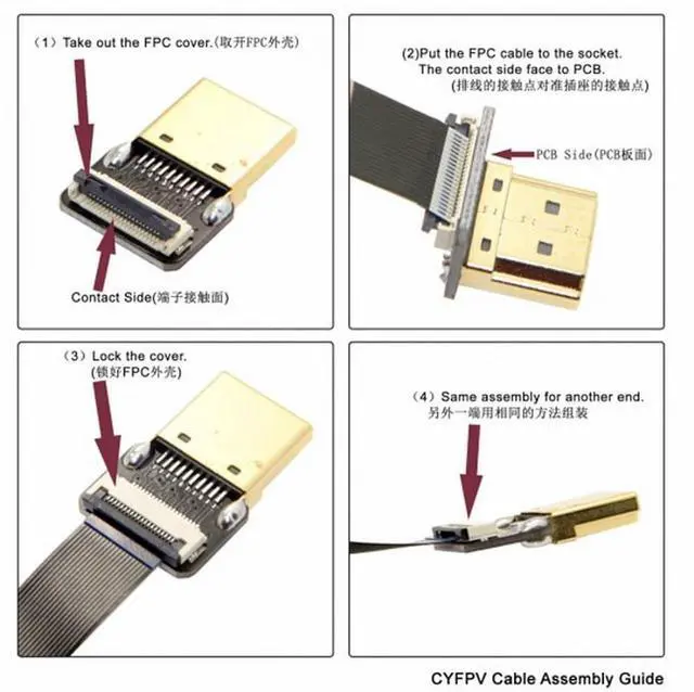 Alt view image 5 of 5 - CYFPV Dual 90 Degree Right Angled HDMI Type A Male to Male HDTV FPC Flat Cable for FPV HDTV Multicopter Aerial Photography