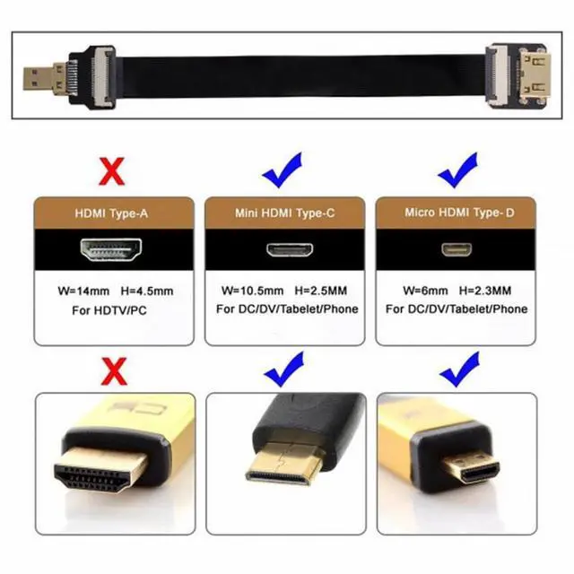 Alt view image 4 of 5 - CYFPV Mini HDMI Female to Micro HDMI Male Extension FPC Flat Cable 1080P for FPV HDTV Multicopter Aerial Photography