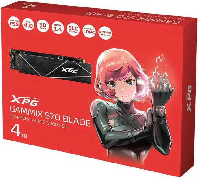Alt view image 4 of 6 - XPG GAMMIX S70 Blade: 4TB M.2 2280 NVMe 3D NAND PCIe Gen4x4 Gaming Internal Solid State Drive | PS5 Compatible | Up to 7400 MBps - Black SSD | 1PK