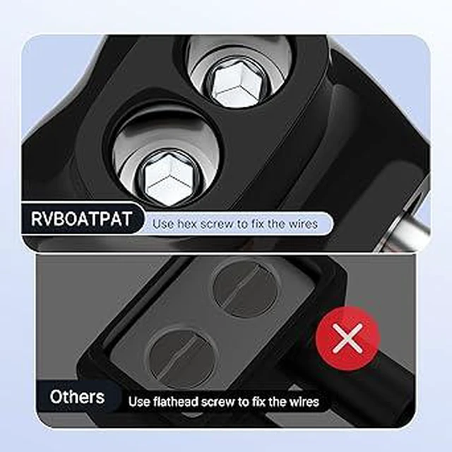 Alt view image 5 of 6 - RVBOATPAT 2 Port Insulated Multi Tap Connector 4-14 AWG Aluminum to Copper Wire Connectors Single-Sided Entry Aluminum Wire Connectors Slotted Allen Hex - 5 Pack