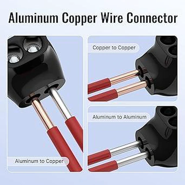 Alt view image 4 of 6 - RVBOATPAT 2 Port Insulated Multi Tap Connector 4-14 AWG Aluminum to Copper Wire Connectors Single-Sided Entry Aluminum Wire Connectors Slotted Allen Hex - 5 Pack