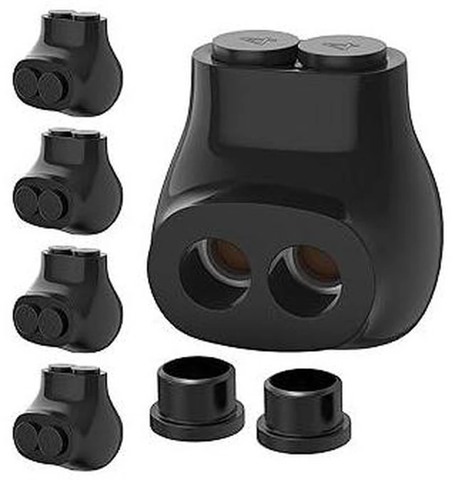 Main image of RVBOATPAT 2 Port Insulated Multi Tap Connector 4-14 AWG Aluminum to Copper Wire Connectors Single-Sided Entry Aluminum Wire Connectors Slotted Allen Hex - 5 Pack
