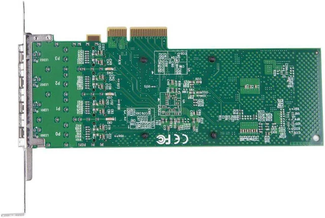 Alt view image 5 of 6 - 1000Mbps PCI-E NIC Gigabit Ethernet Converged Network Card with Intel Intel I350-AM4 Chipset | Ethernet Server Network Adapter | Quad SFP Port | PCIE 2.0 X4 | Compare to Intel I350-F4