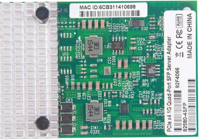 Alt view image 2 of 6 - 1000Mbps PCI-E NIC Gigabit Ethernet Converged Network Card with Intel Intel I350-AM4 Chipset | Ethernet Server Network Adapter | Quad SFP Port | PCIE 2.0 X4 | Compare to Intel I350-F4
