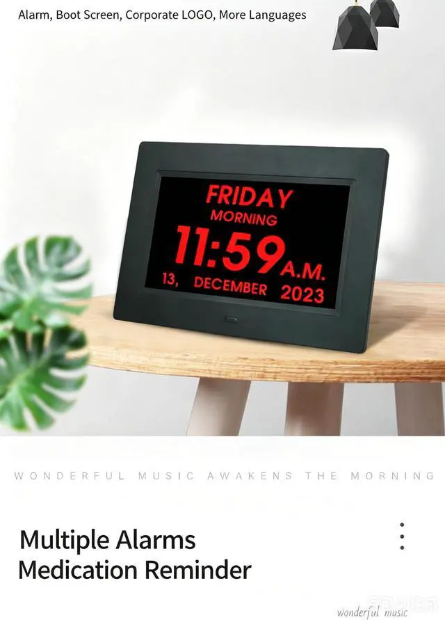 Alt view image 4 of 5 - 7-inch digital clock, digital photo frame, digital clock machine, calendar, alarm clock, reminder for the elderly to take medicine