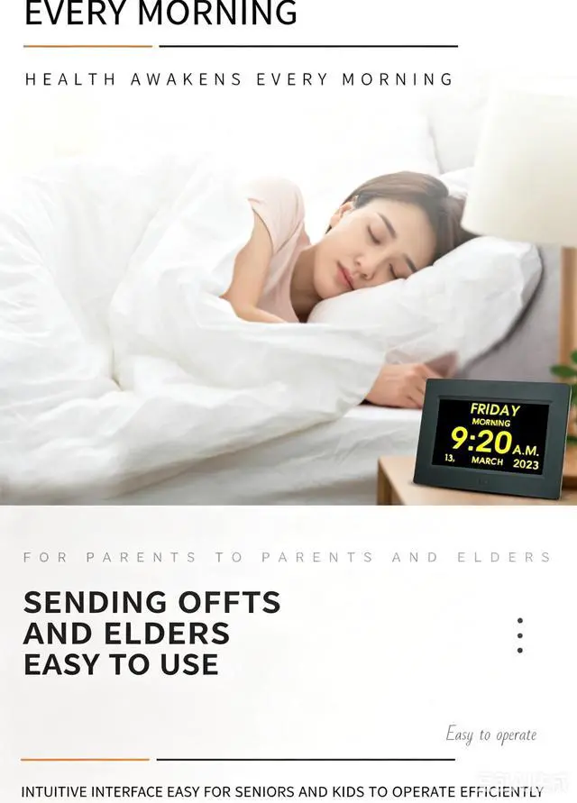 Alt view image 5 of 5 - 7-inch digital clock, digital photo frame, digital clock machine, calendar, alarm clock, reminder for the elderly to take medicine