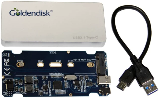 Alt view image 2 of 8 - Goldendisk NGFF SSD Raid Enclosure M.2 SSD SATA supper Speed USB 3.1 Type C support 2230 2242 2260 2280