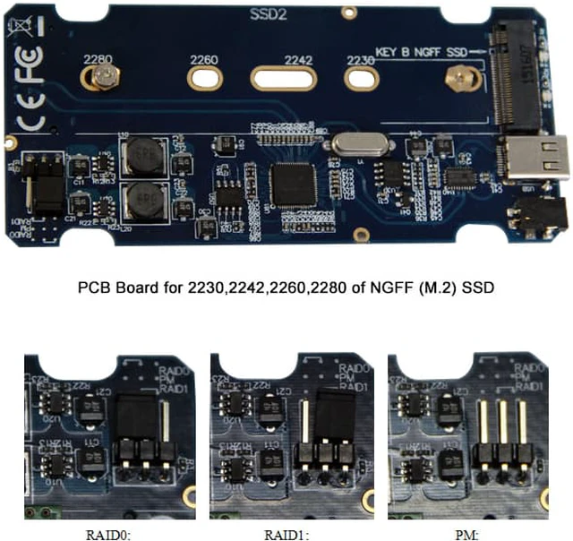 Alt view image 6 of 8 - Goldendisk NGFF SSD Raid Enclosure M.2 SSD SATA supper Speed USB 3.1 Type C support 2230 2242 2260 2280