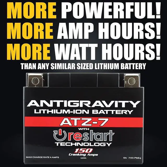 Alt view image 3 of 6 - Antigravity ATZ-7 Performance Lithium Battery for Motorcycle, Powersport. Replaces YTZ7S, YTZ5, Honda Battery, KTM Battery, Yamaha Battery, Kawasaki Battery