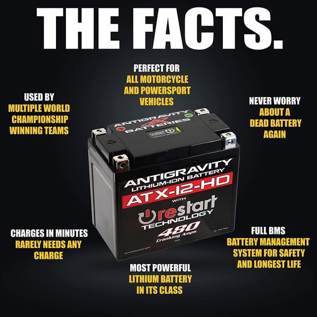 Alt view image 5 of 6 - Antigravity ATX12-HD. Heavy Duty Lithium Motorcycle and Powersport Battery with Built in Jump Starting, 8Ah, ATV, Quad, UTV, Scooter, Lawn Mower, Generator Battery - Harley, Honda, Kawasaki