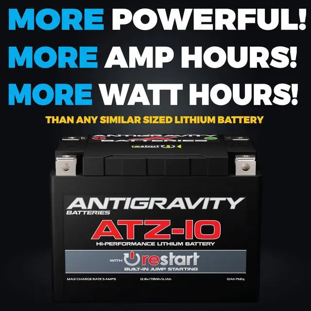 Alt view image 4 of 5 - Antigravity ATZ10-RS Lithium Motorcycle Battery 360CA RE-START YTZ10S Replacement