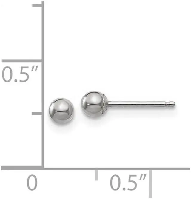 Alt view image 2 of 4 - 14K White Gold Small Button Ball 3mm Post Earrings