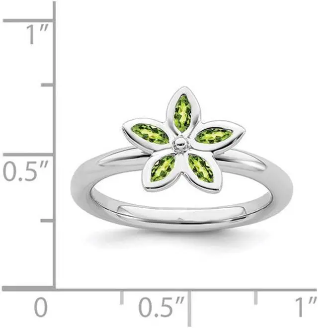 Alt view image 5 of 5 - 2/5 Carat (ctw) Green Peridot Flower Ring in Sterling Silver