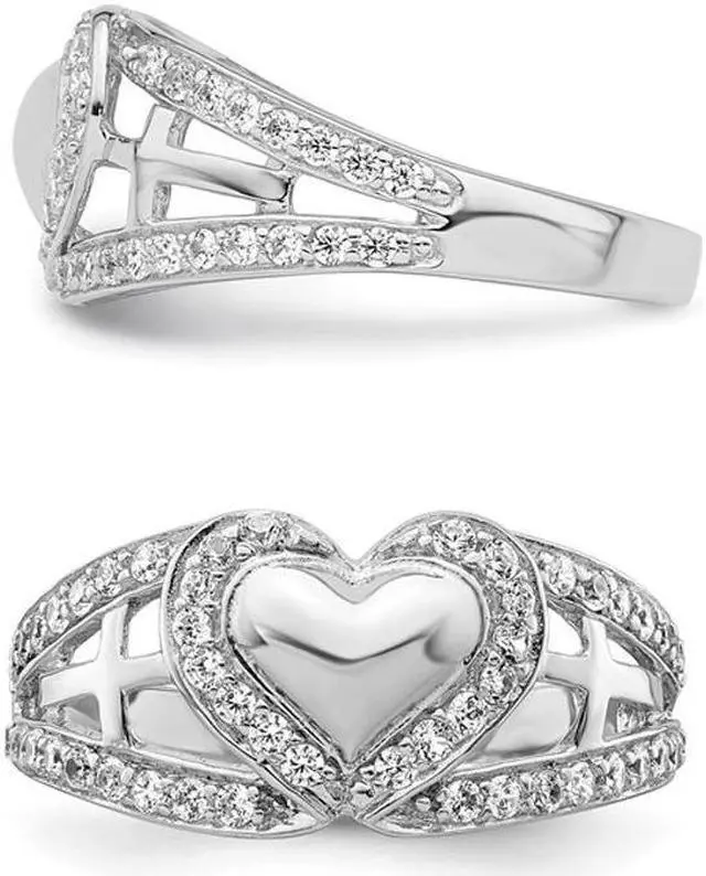 Alt view image 4 of 5 - Pure Heart Ring in Sterling Silver with Synthetic Cubic Zirconia