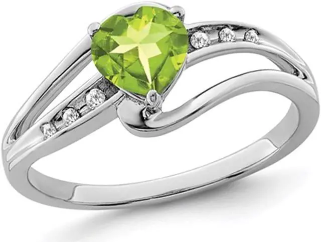 Main image of Natural Peridot 91/10 Carat (ctw) Heart Promise Ring in Sterling Silver