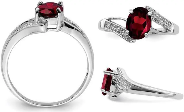 Alt view image 3 of 4 - 1.30 Carat (ctw) Garnet Oval Cut Ring in Sterling Silver